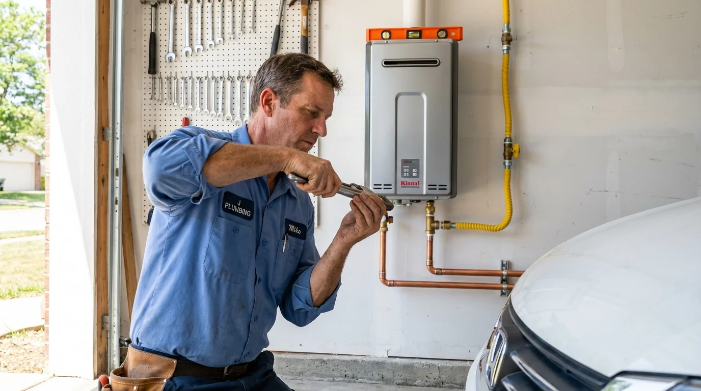 Tankless water heater installation by a Johns Plumbing LLC plumber in Jenison